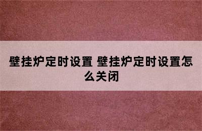 壁挂炉定时设置 壁挂炉定时设置怎么关闭